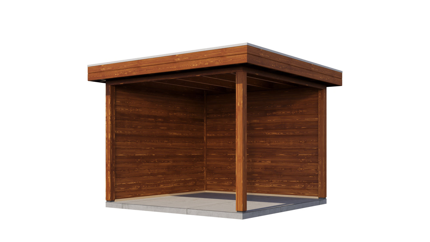 Lugarde Select Gazebo Trowbridge 300x300cm 28mm - flatroof - Brown Wood Oil