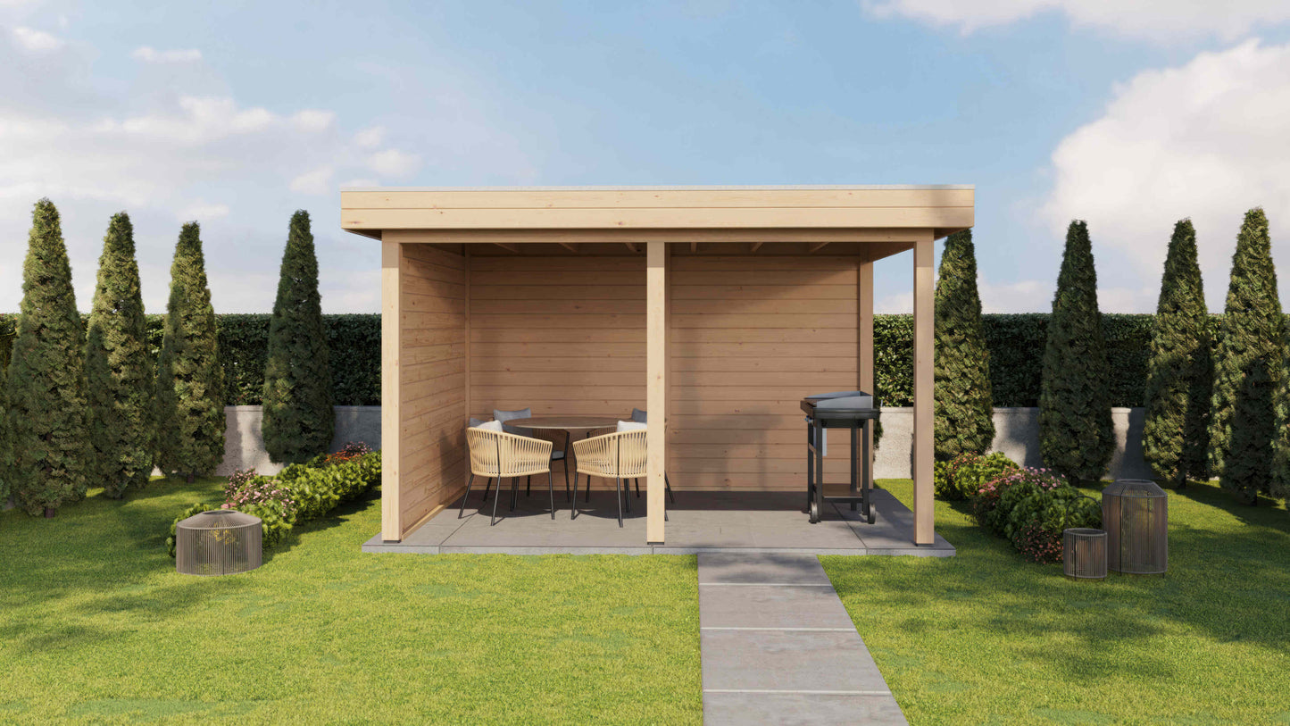 Lugarde Select Gazebo Lenham 388x300cm 28mm - flatroof - Untreated