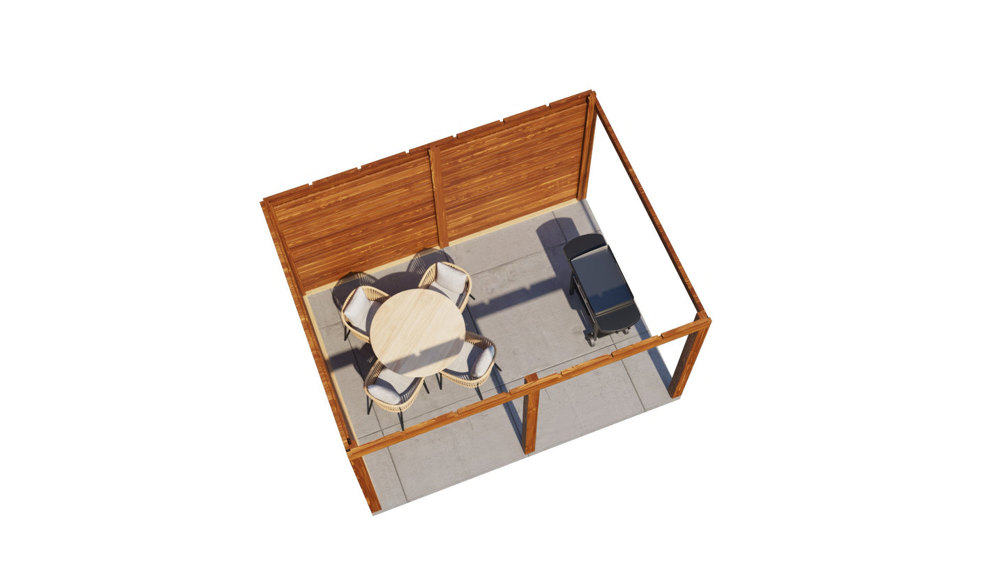 Lugarde Select Gazebo Lenham 388x300cm 28mm - flatroof - Brown Wood Oil