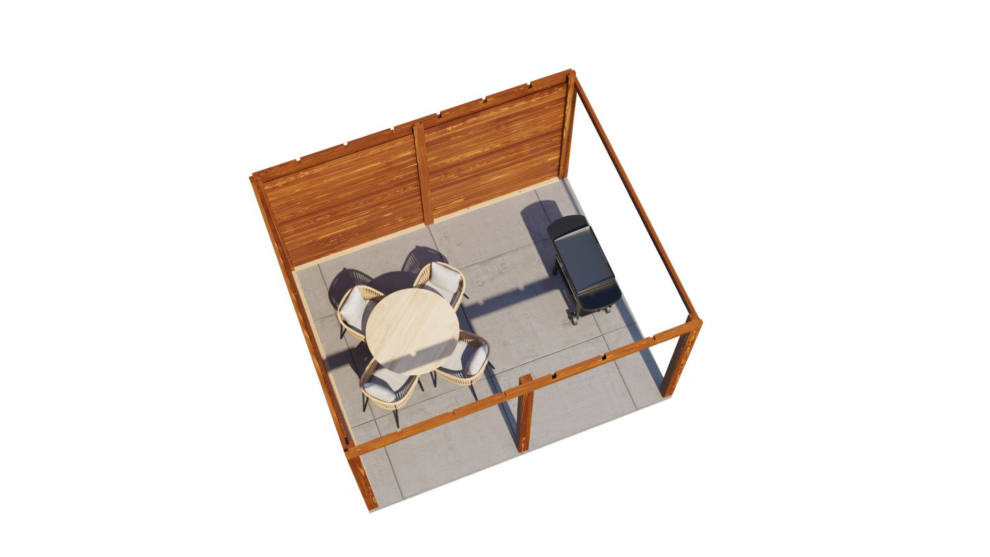 Lugarde Select Gazebo Horsham 388x350cm 28mm - flatroof - Brown Wood Oil