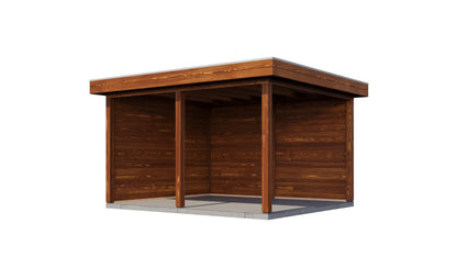 Lugarde Select Gazebo Horsham 388x350cm 28mm - flatroof - Brown Wood Oil