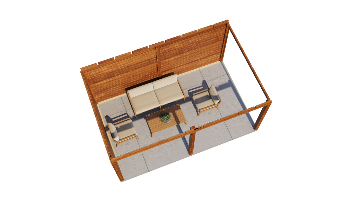 Lugarde Select Gazebo Dorchester 488x300cm 28mm - flatroof - Brown Wood Oil