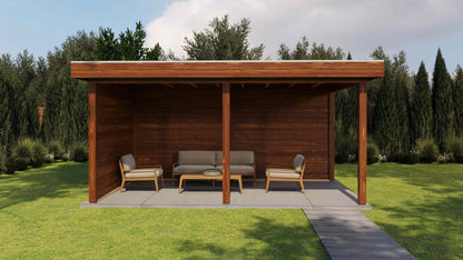 Lugarde Select Gazebo Dorchester 488x300cm 28mm - flatroof - Brown Wood Oil