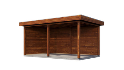 Lugarde Select Gazebo Dorchester 488x300cm 28mm - flatroof - Brown Wood Oil
