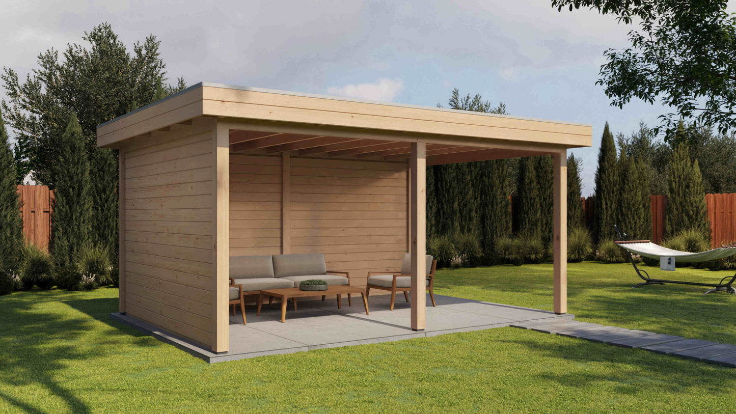 Lugarde Select Gazebo Christchurch 488x350cm 28mm - flatroof - Untreated