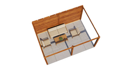 Lugarde Select Gazebo Christchurch 488x350cm 28mm - flatroof - Brown Wood Oil