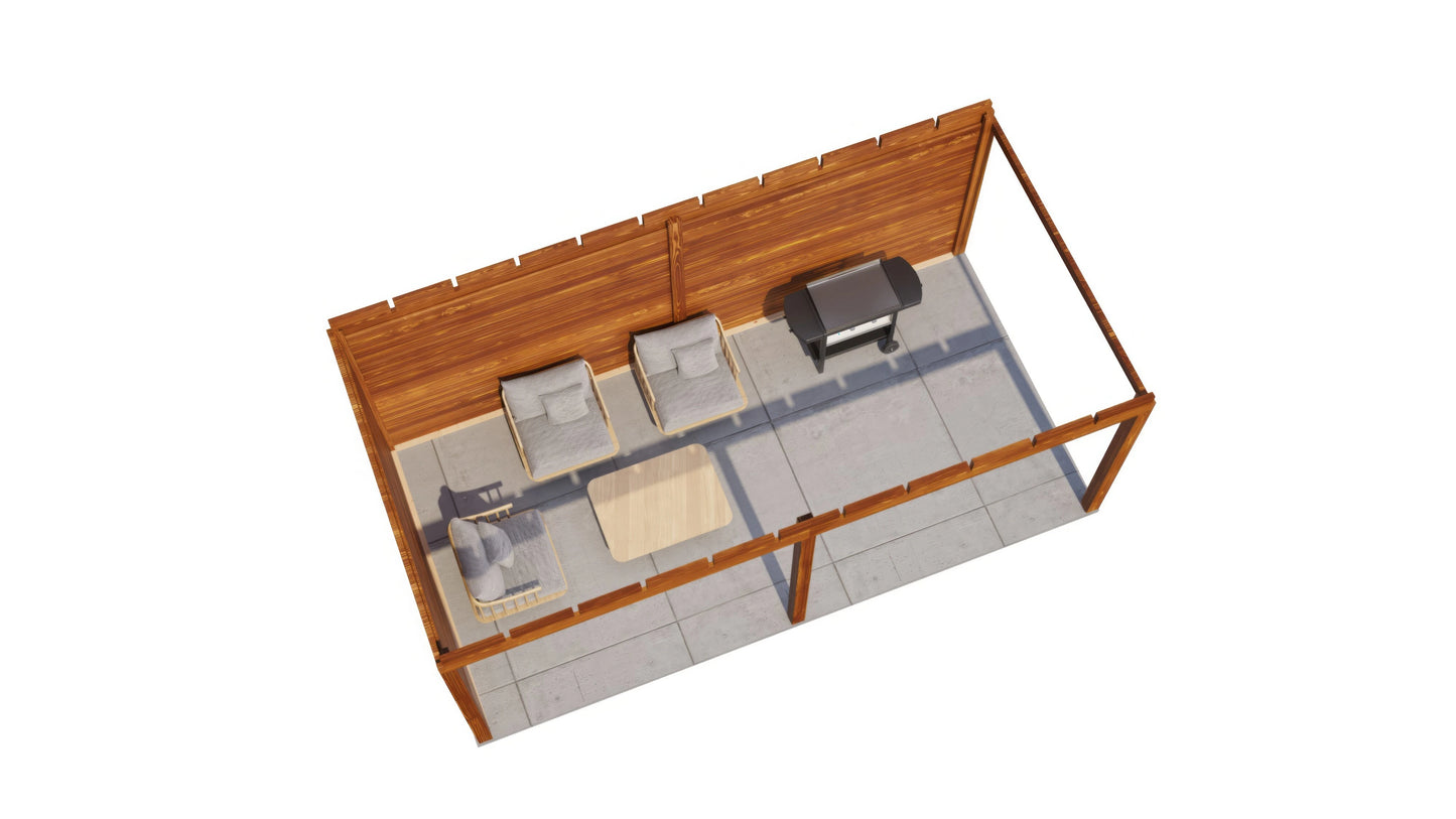 Lugarde Select Gazebo Grimsby 588x300cm 28mm - flatroof - Brown Wood Oil