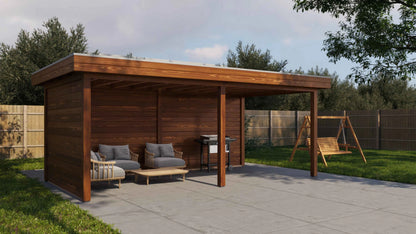 Lugarde Select Gazebo Grimsby 588x300cm 28mm - flatroof - Brown Wood Oil