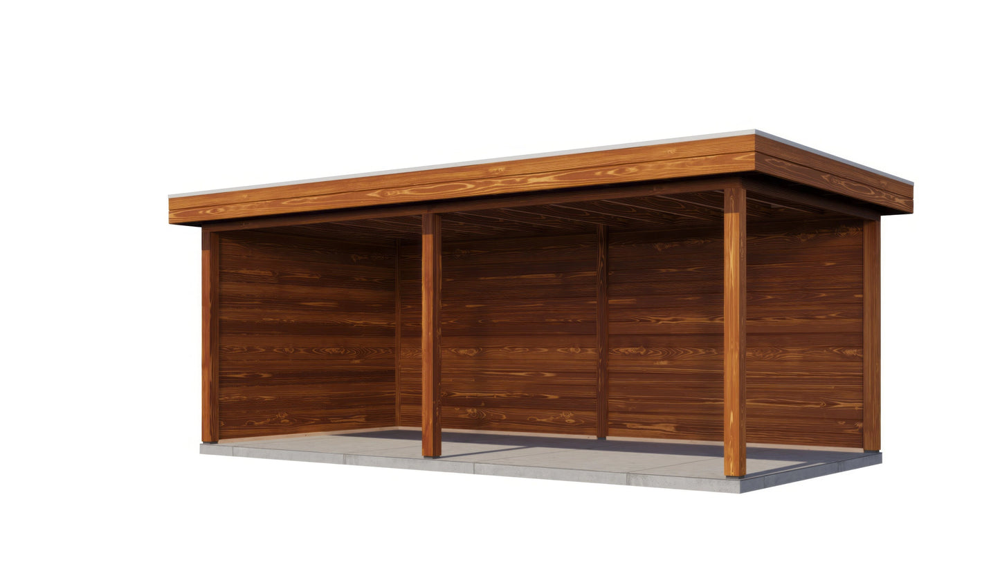 Lugarde Select Gazebo Grimsby 588x300cm 28mm - flatroof - Brown Wood Oil