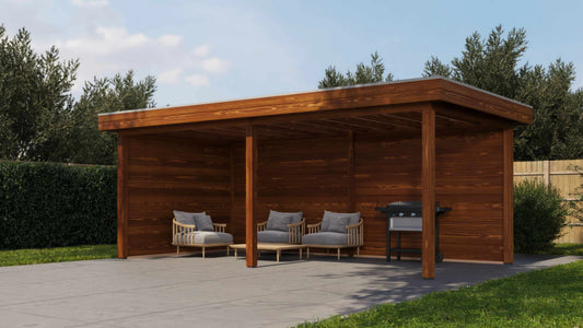 Lugarde Select Gazebo Grimsby 588x300cm 28mm - flatroof - Brown Wood Oil
