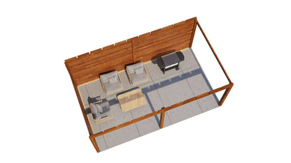Lugarde Select Gazebo Reading 588x350cm 28mm - flatroof - Brown Wood Oil