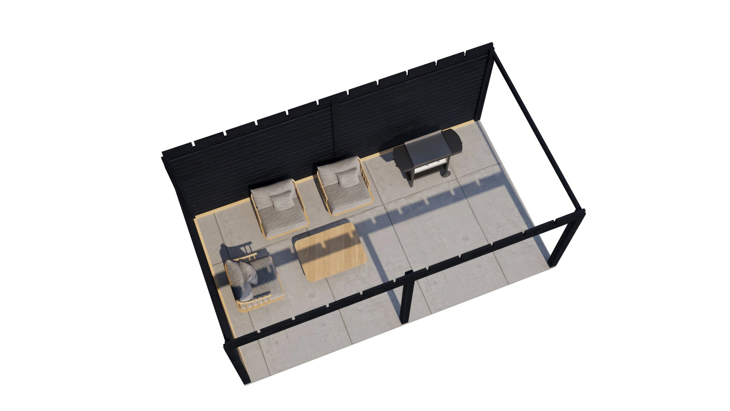 Lugarde Select Gazebo Reading 588x350cm 28mm - flatroof - Black Wood Oil