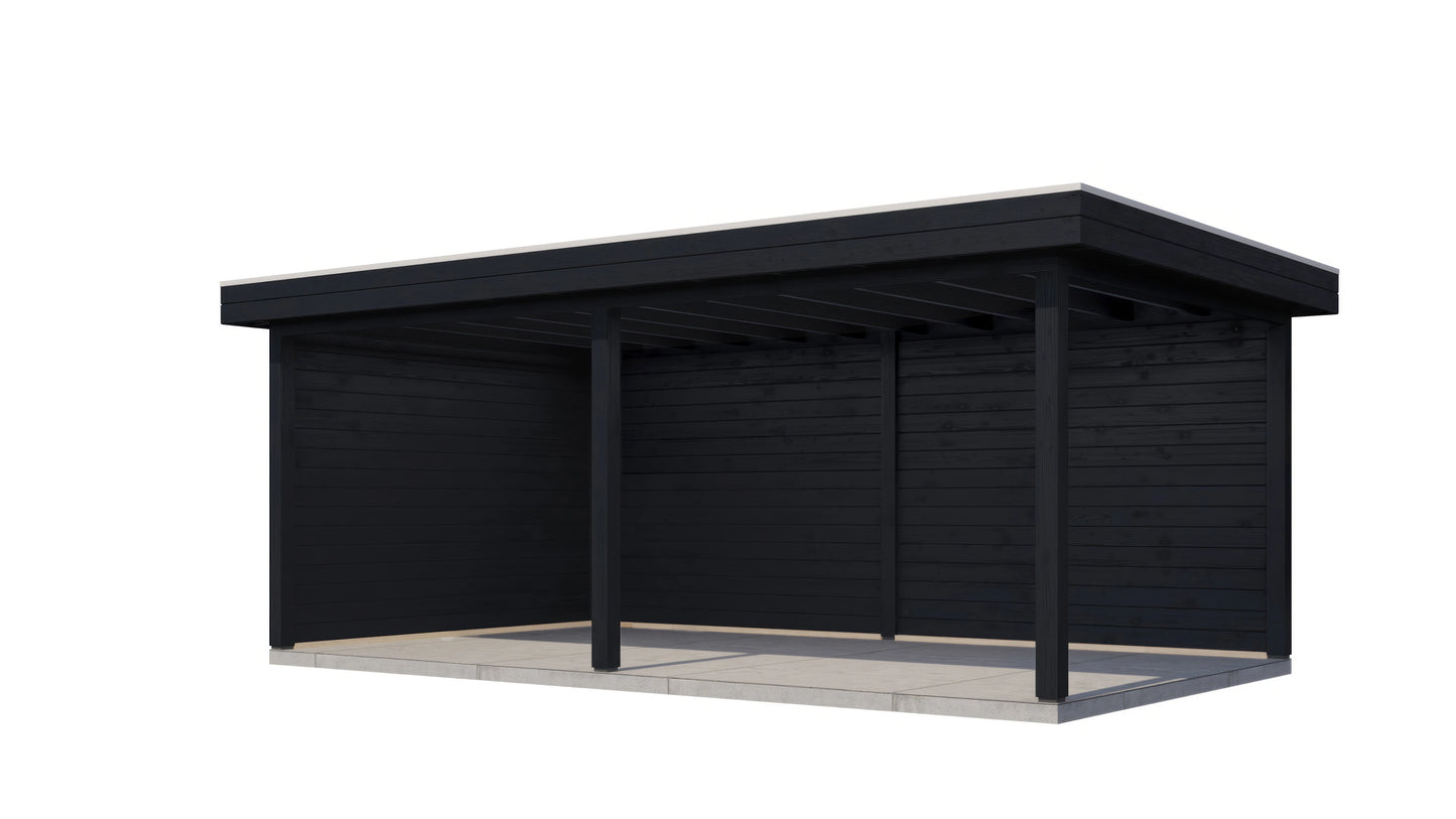 Lugarde Select Gazebo Reading 588x350cm 28mm - flatroof - Black Wood Oil