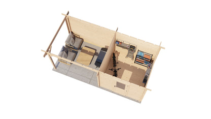 Lugarde Select Log Cabin with veranda Cotswold 250x250cm + 300cm - Untreated