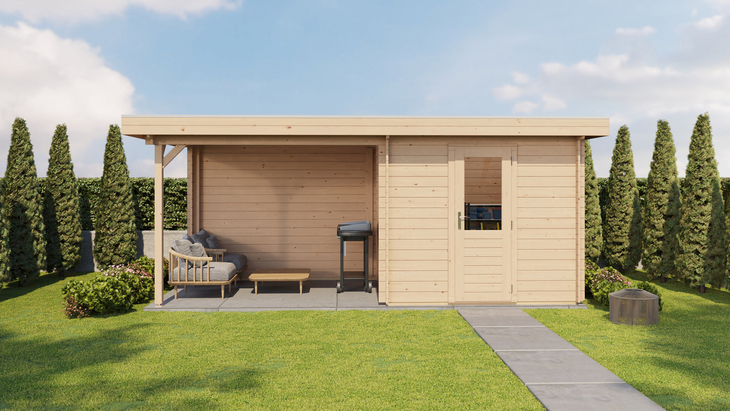 Lugarde Select Log Cabin with veranda Cotswold 250x250cm + 300cm - Untreated