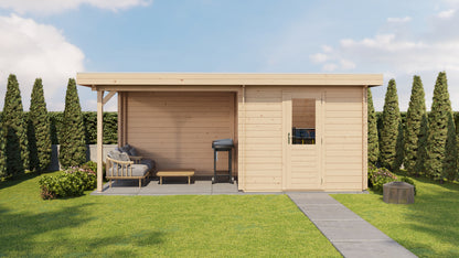 Lugarde Select Log Cabin with veranda Cotswold 250x250cm + 300cm - Untreated