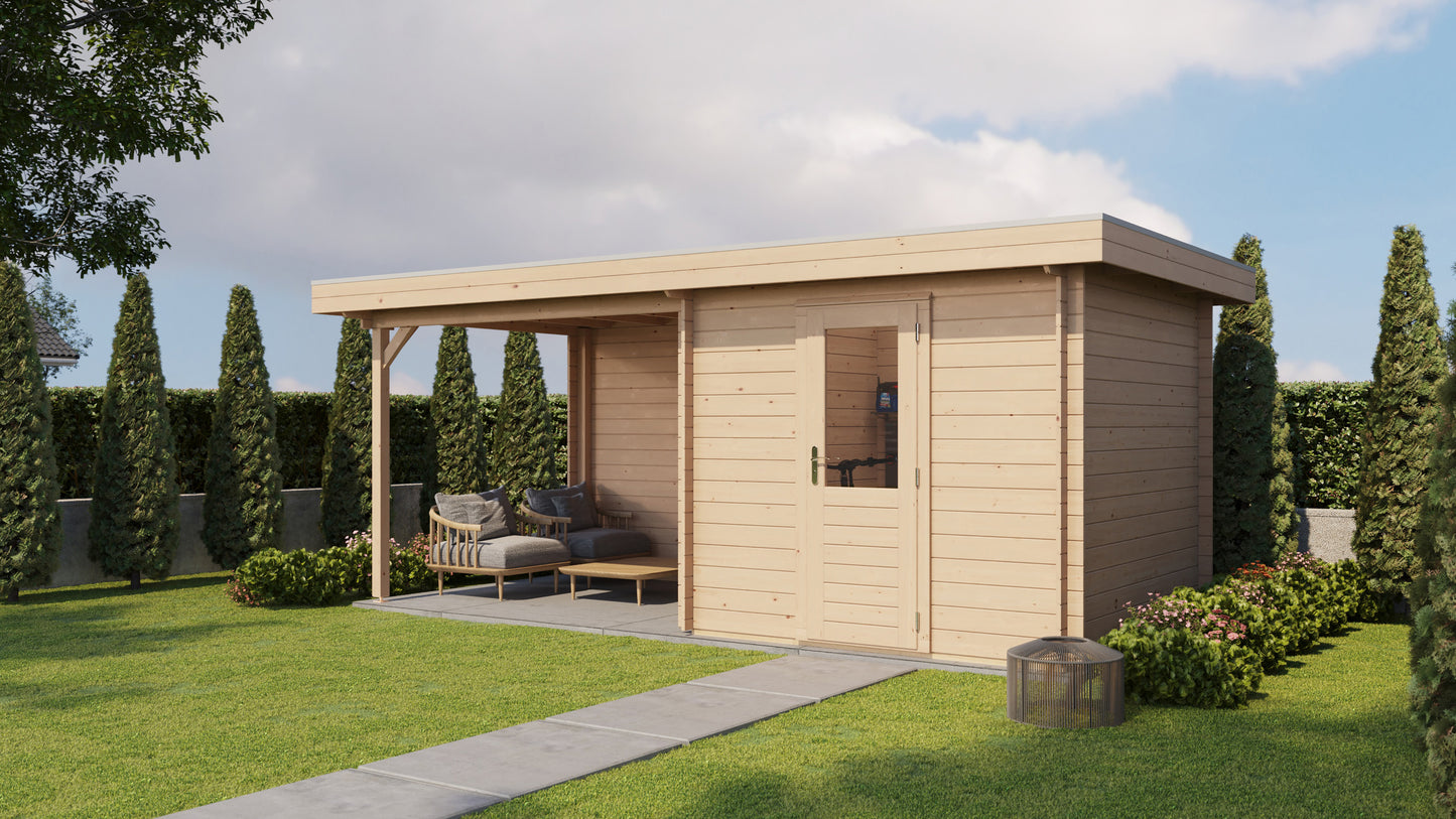 Lugarde Select Log Cabin with veranda Cotswold 250x250cm + 300cm - Untreated