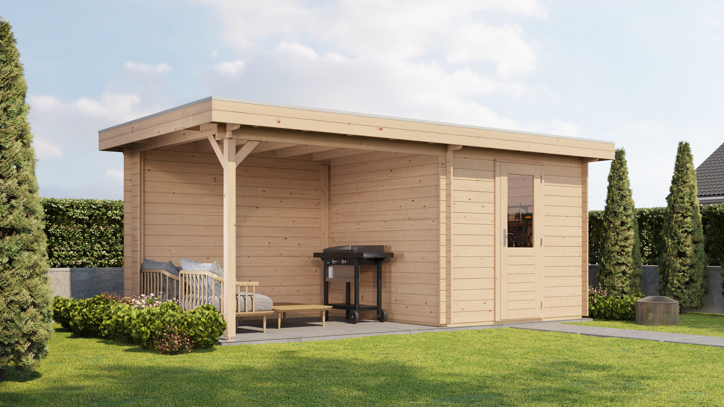 Lugarde Select Log Cabin with veranda Cotswold 250x250cm + 300cm - Untreated