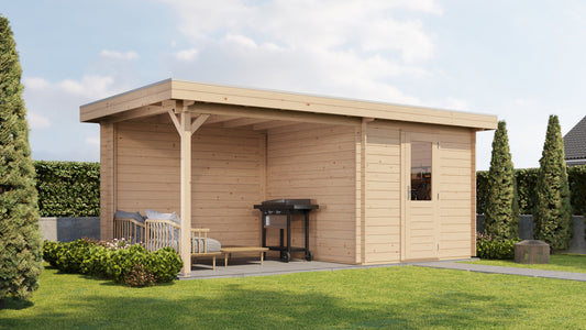 Lugarde Select Log Cabin with veranda Cotswold 250x250cm + 300cm - Untreated