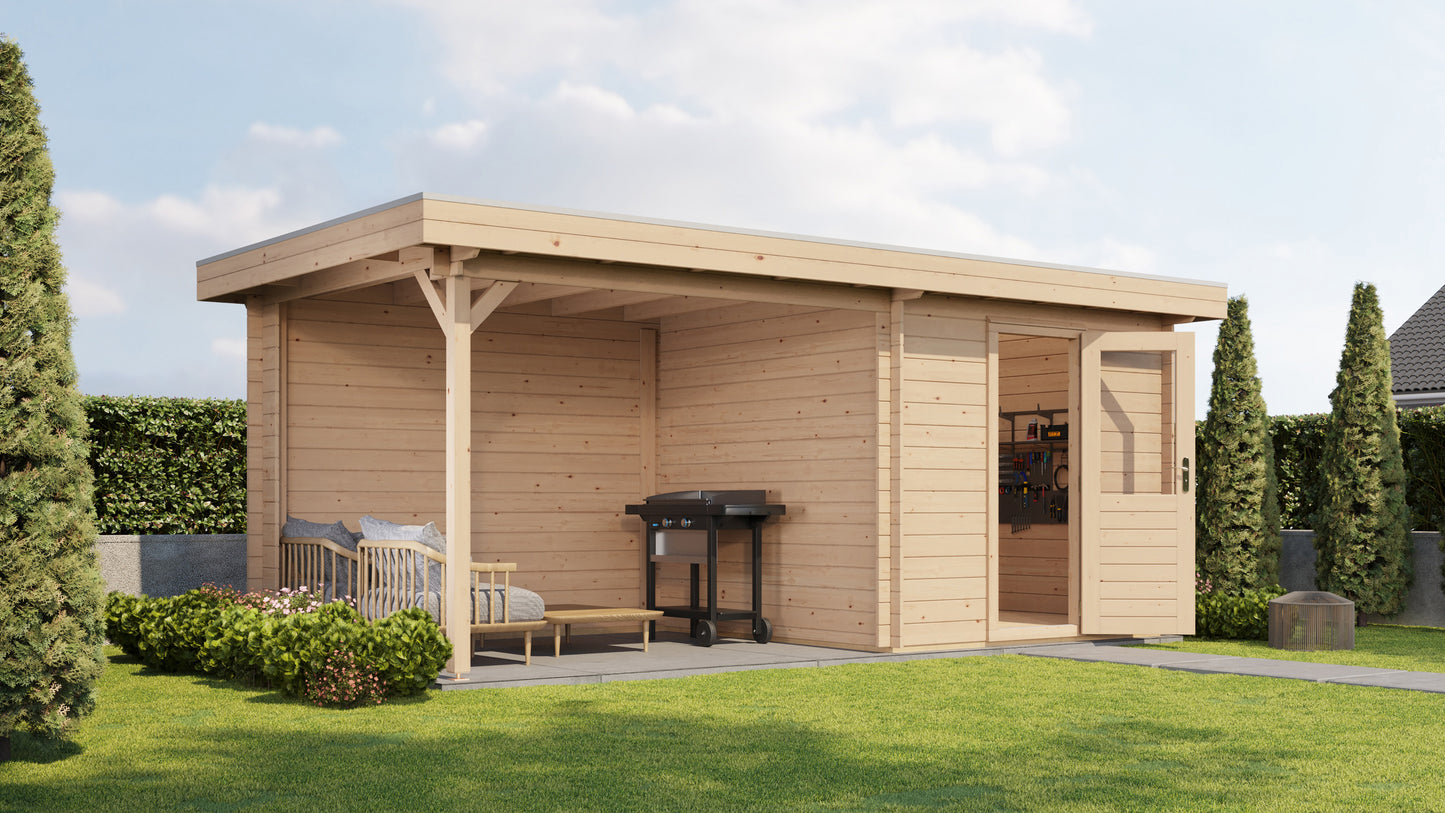 Lugarde Select Log Cabin with veranda Cotswold 250x250cm + 300cm - Untreated