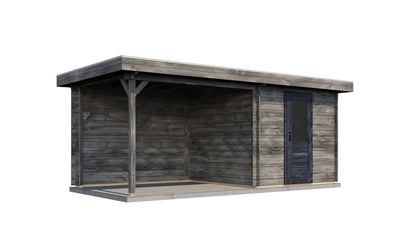 Lugarde Select Log Cabin with veranda Cotswold 250x250cm + 300cm - Pressure treated Grey