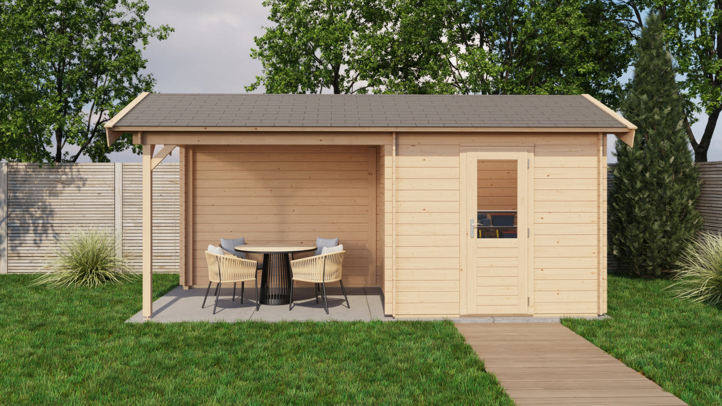Lugarde Select Log Cabin with veranda Snowdonia 250x250cm + 300cm - Untreated