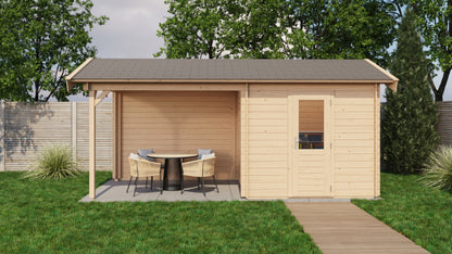 Lugarde Select Log Cabin with veranda Snowdonia 250x250cm + 300cm - Untreated