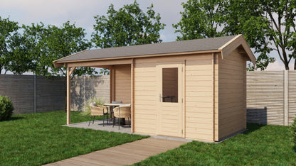 Lugarde Select Log Cabin with veranda Snowdonia 250x250cm + 300cm - Untreated