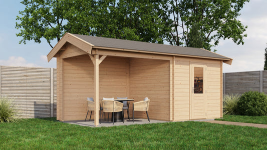 Lugarde Select Log Cabin with veranda Snowdonia 250x250cm + 300cm - Untreated