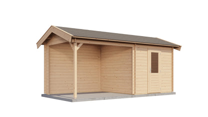 Lugarde Select Log Cabin with veranda Snowdonia 250x250cm + 300cm - Untreated