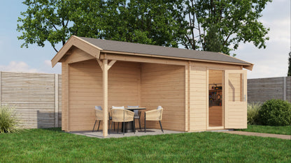 Lugarde Select Log Cabin with veranda Snowdonia 250x250cm + 300cm - Untreated