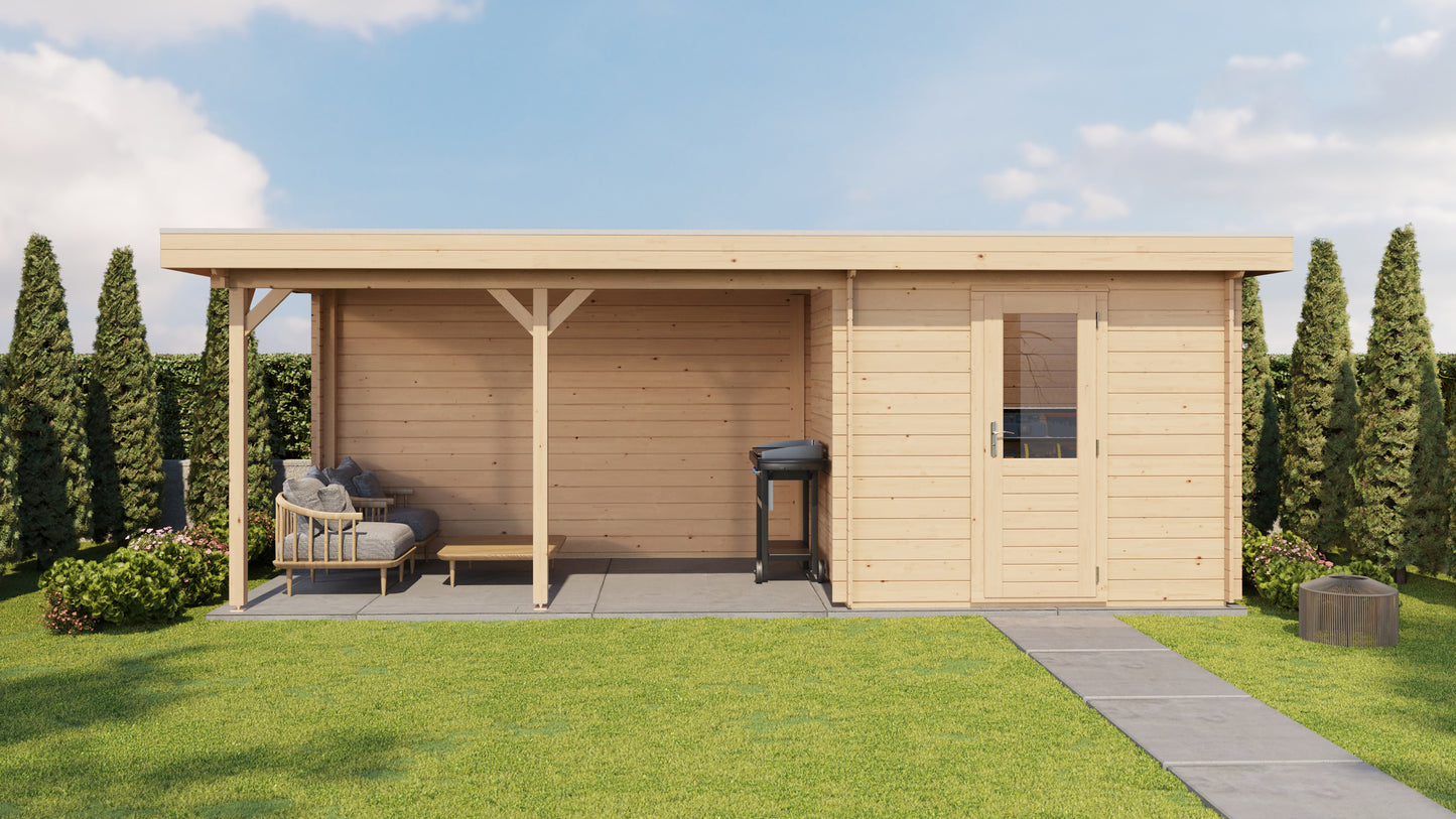Lugarde Select Log Cabin with veranda Severn 250x250cm + 400cm - Untreated