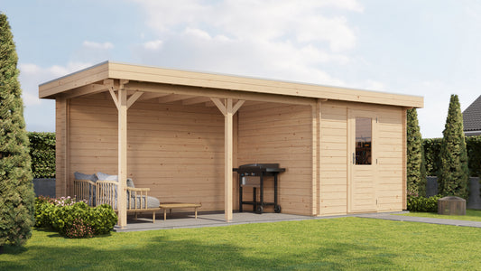 Lugarde Select Log Cabin with veranda Severn 250x250cm + 400cm - Untreated