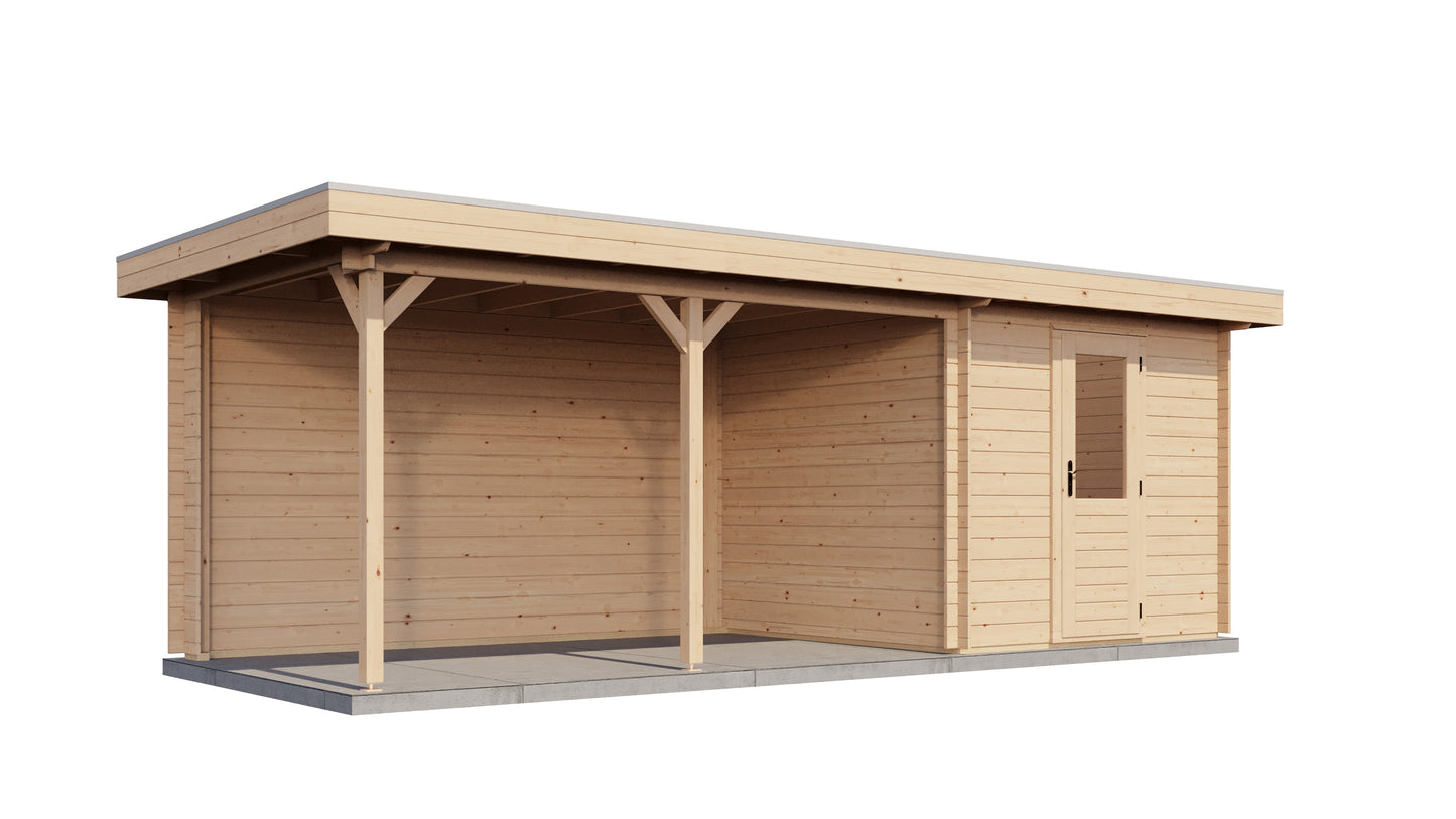 Lugarde Select Log Cabin with veranda Severn 250x250cm + 400cm - Untreated