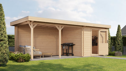 Lugarde Select Log Cabin with veranda Severn 250x250cm + 400cm - Untreated