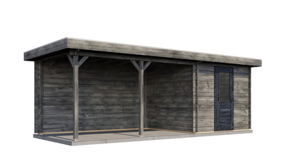 Lugarde Select Log Cabin with veranda Severn 250x250cm + 400cm - Pressure treated Grey