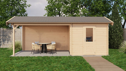 Lugarde Select Log Cabin with veranda Blackpool 250x250cm + 400cm - Untreated