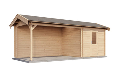 Lugarde Select Log Cabin with veranda Blackpool 250x250cm + 400cm - Untreated