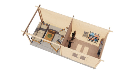 Lugarde Select Log Cabin with veranda Cornwall 300x250cm + 300cm - Untreated