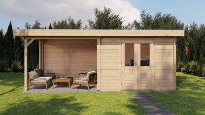Lugarde Select Log Cabin with veranda Cornwall 300x250cm + 300cm - Untreated