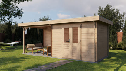 Lugarde Select Log Cabin with veranda Cornwall 300x250cm + 300cm - Untreated