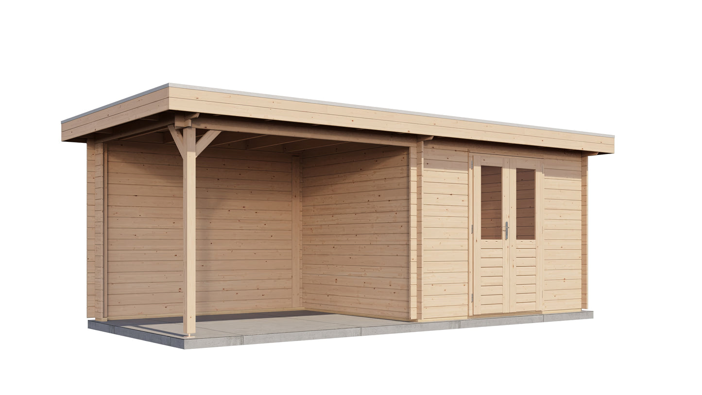 Lugarde Select Log Cabin with veranda Cornwall 300x250cm + 300cm - Untreated