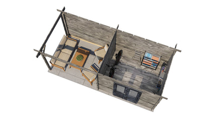 Lugarde Select Log Cabin with veranda Cornwall 300x250cm + 300cm - Pressure treated Grey