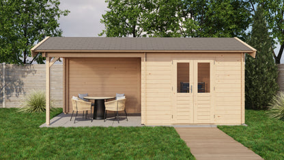 Lugarde Select Log Cabin with veranda Lakeside 300x250cm + 300cm - Untreated