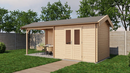 Lugarde Select Log Cabin with veranda Lakeside 300x250cm + 300cm - Untreated