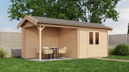 Lugarde Select Log Cabin with veranda Lakeside 300x250cm + 300cm - Untreated