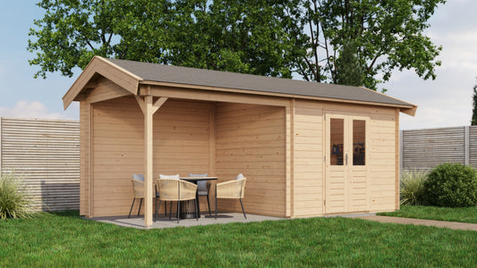 Lugarde Select Log Cabin with veranda Lakeside 300x250cm + 300cm - Untreated