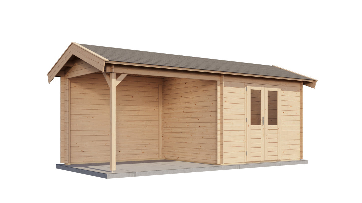 Lugarde Select Log Cabin with veranda Lakeside 300x250cm + 300cm - Untreated