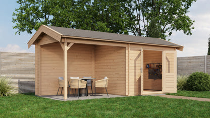 Lugarde Select Log Cabin with veranda Lakeside 300x250cm + 300cm - Untreated