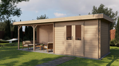 Lugarde Select Log Cabin with veranda Norfolk 300x250cm + 400cm - Untreated